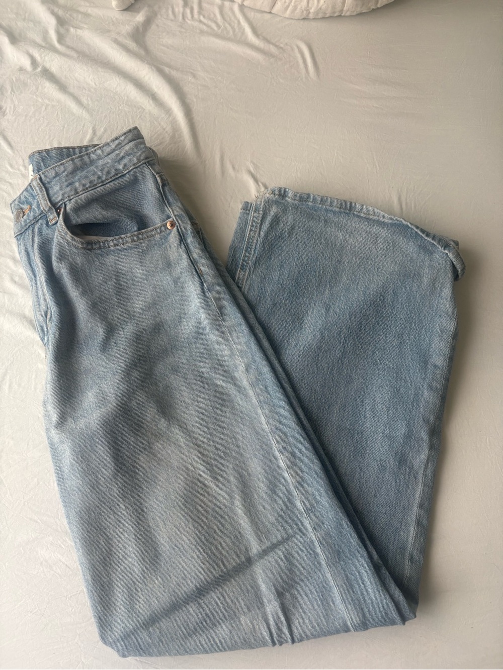 H&M Light Wash Wide Leg Jeans - Light Blue